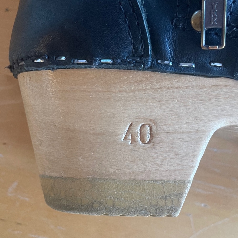 No 6 Black Leather Clog Buckle Boot - Size 40 - Picture 13 of 16